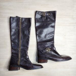 Coach Jacinda Espresso Brown Leather Knee High Zip Equestrian Riding Boots 9.5